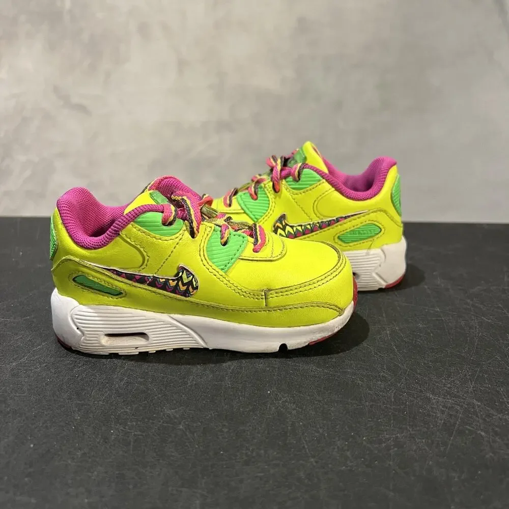 Nike Air Max 90 Shoes Youth 6c Volt Pink CW5798-700 Kids Athletic Sneaker